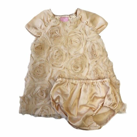 The Children’s Place Champagne Tulle Rose Dress - Picture 1 of 7